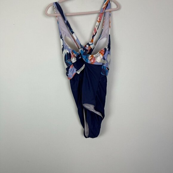 Cupshe Deep Ocean Wrap Front Cutout Tummy Control One Piece Size 3X - Picture 4 of 7